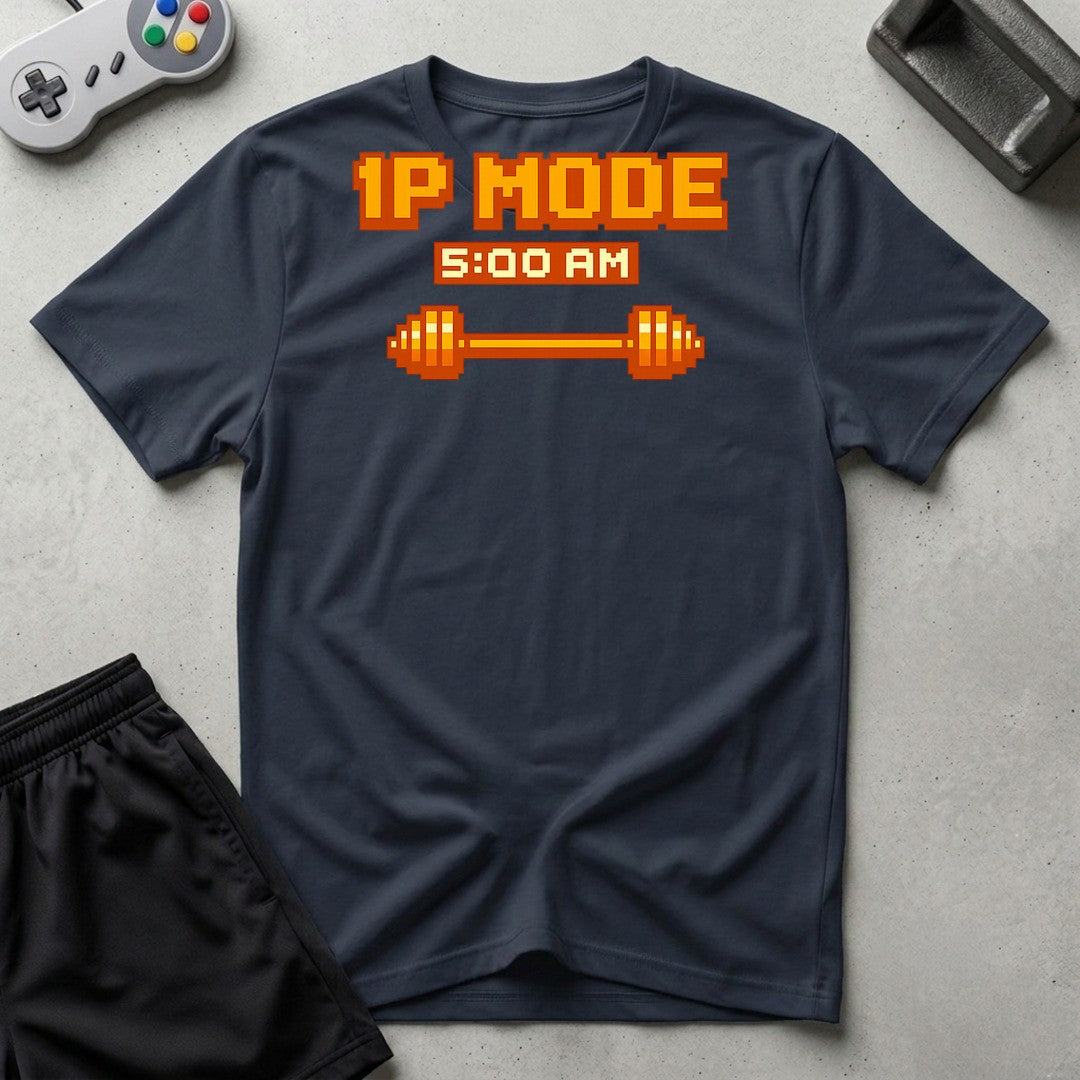 DreamMaker mockup — 1 Player Gym Mode T-Shirt (navy)