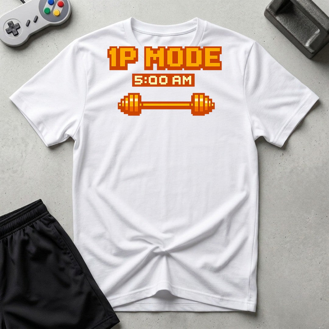 DreamMaker mockup — 1 Player Gym Mode T-Shirt (white)