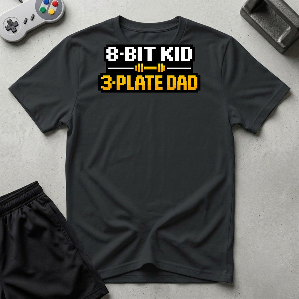 DreamMaker mockup — 3 Plate Dad T-Shirt (black)
