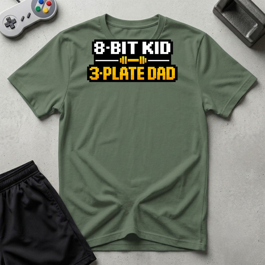 DreamMaker mockup — 3 Plate Dad T-Shirt (military-green)