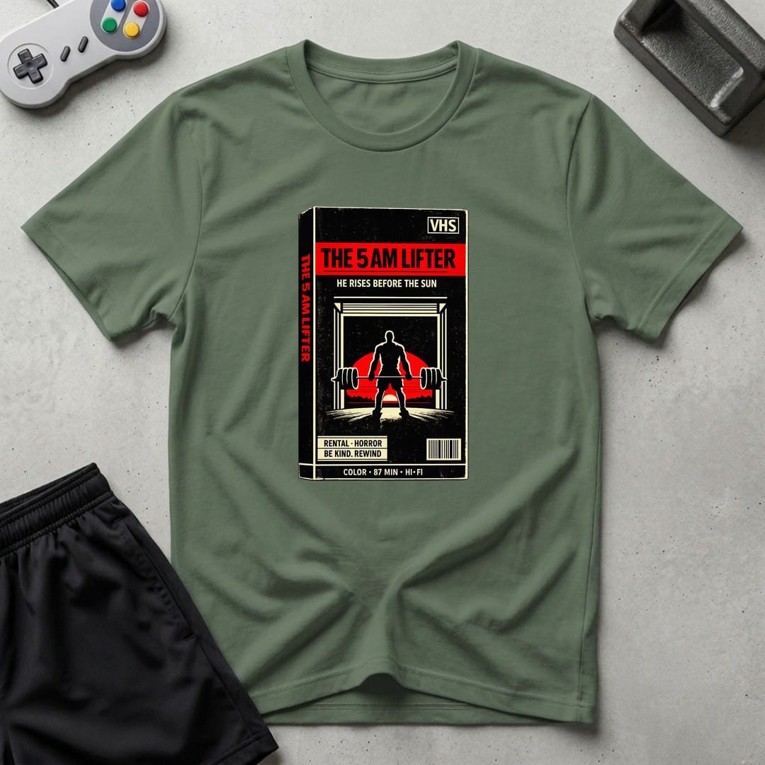 DreamMaker mockup — 5AM Lifter T-Shirt (military-green)