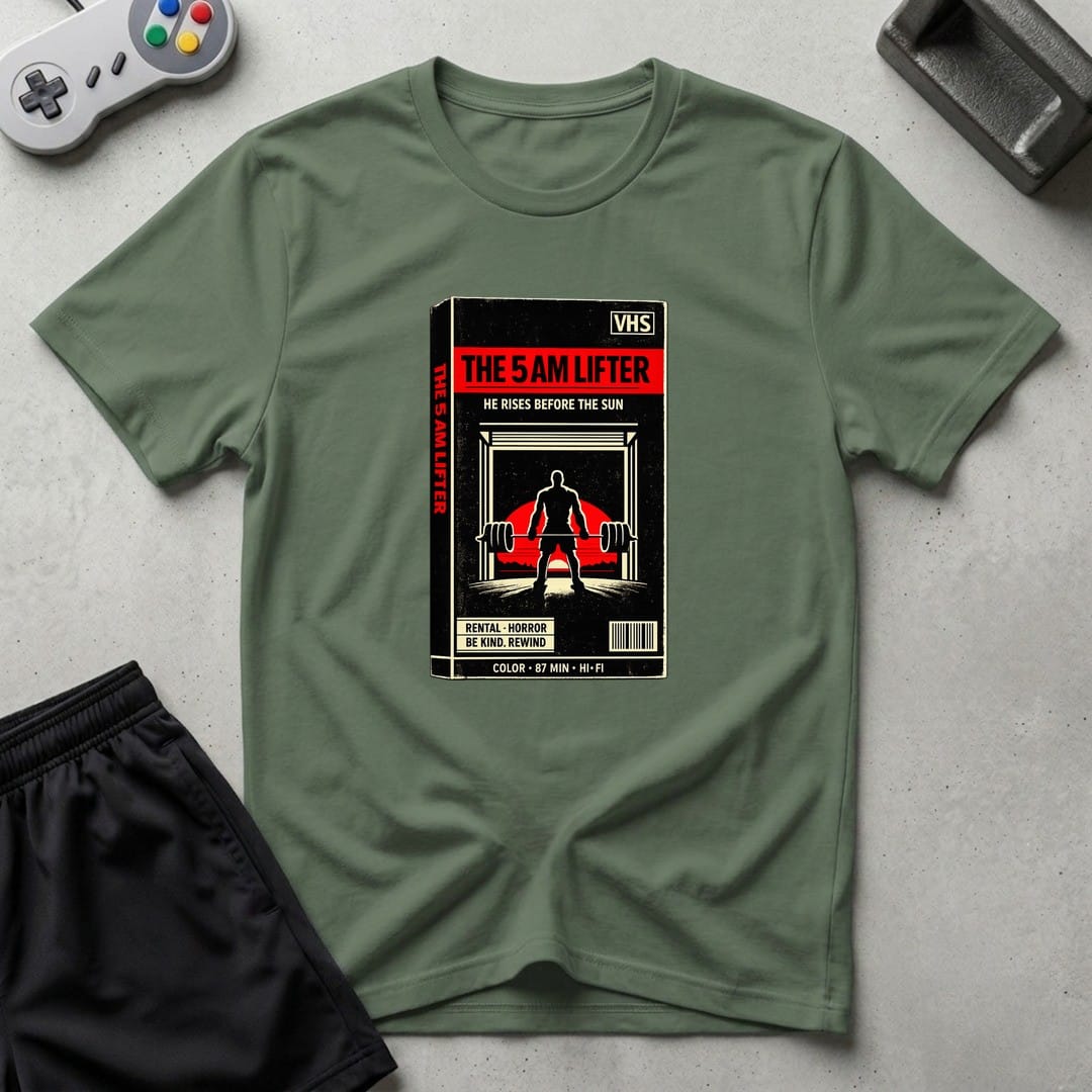 DreamMaker mockup — 5AM Lifter T-Shirt (military-green)