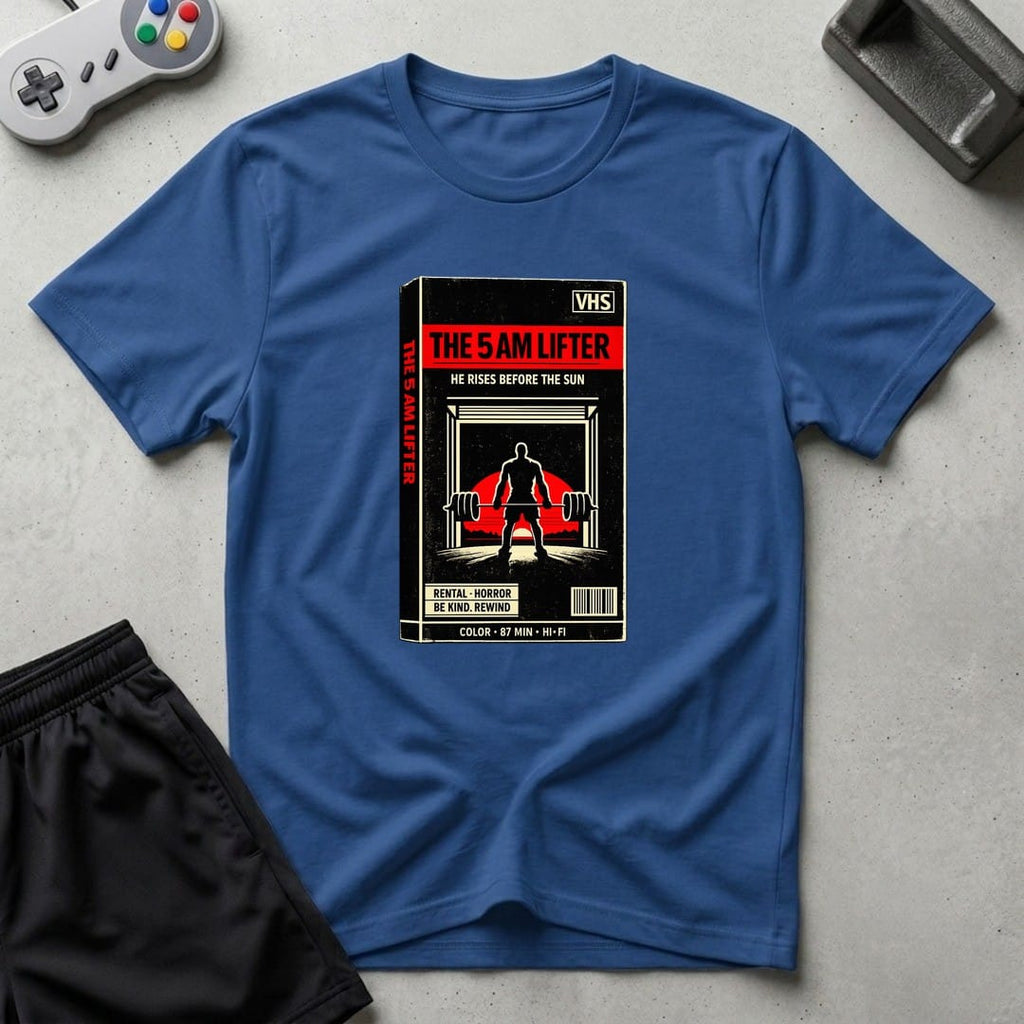DreamMaker mockup — 5AM Lifter T-Shirt (royal)