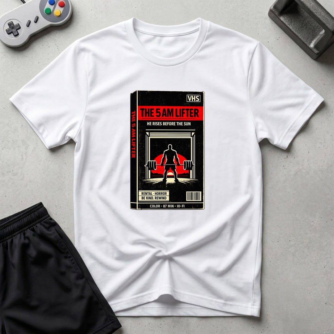 DreamMaker mockup — 5AM Lifter T-Shirt (white)