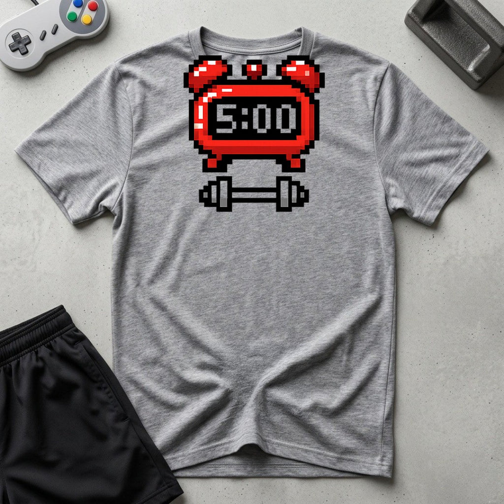 DreamMaker mockup — 5 AM Workout Alarm T-Shirt (sport-grey)