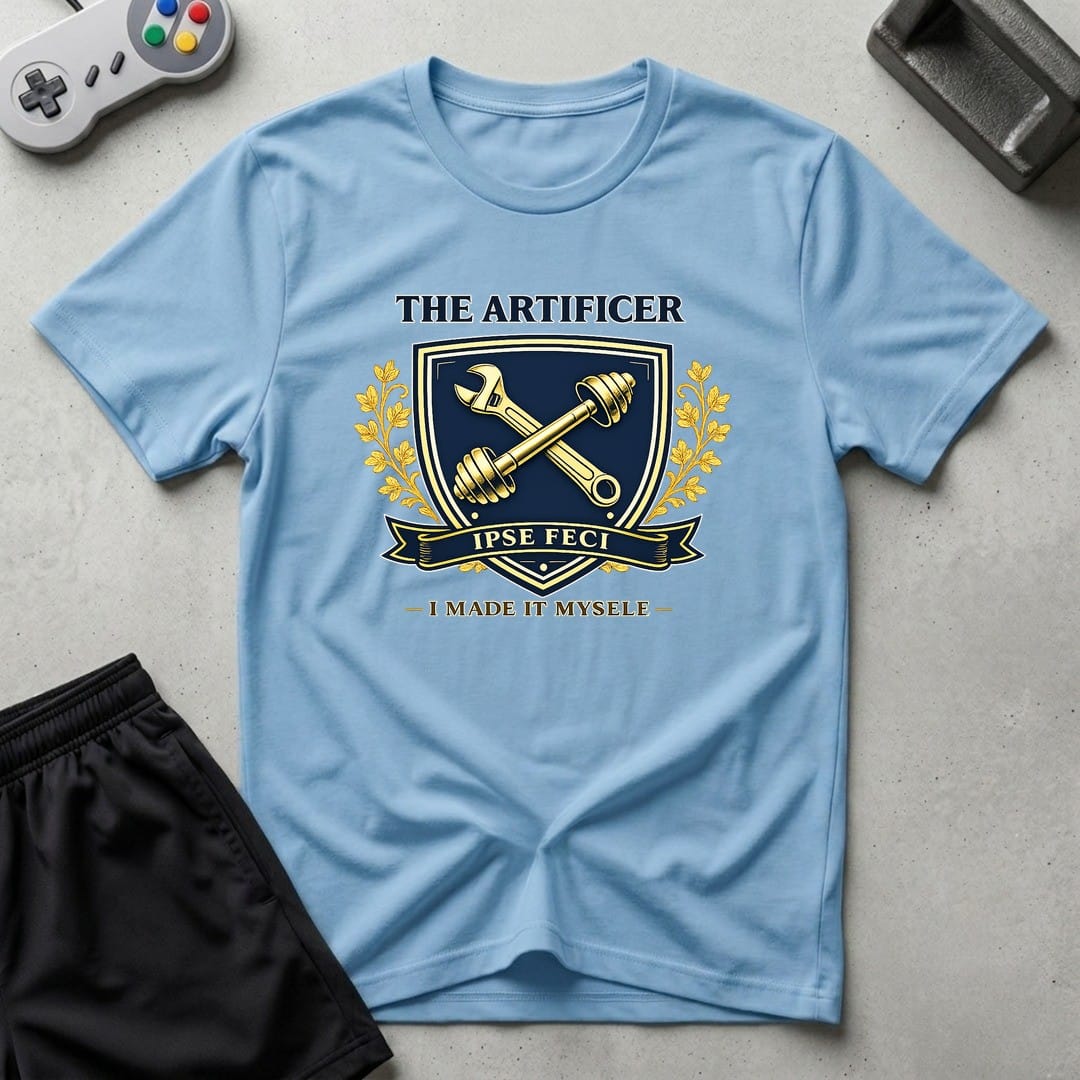 DreamMaker mockup — Artificer Crest T-Shirt (light-blue)