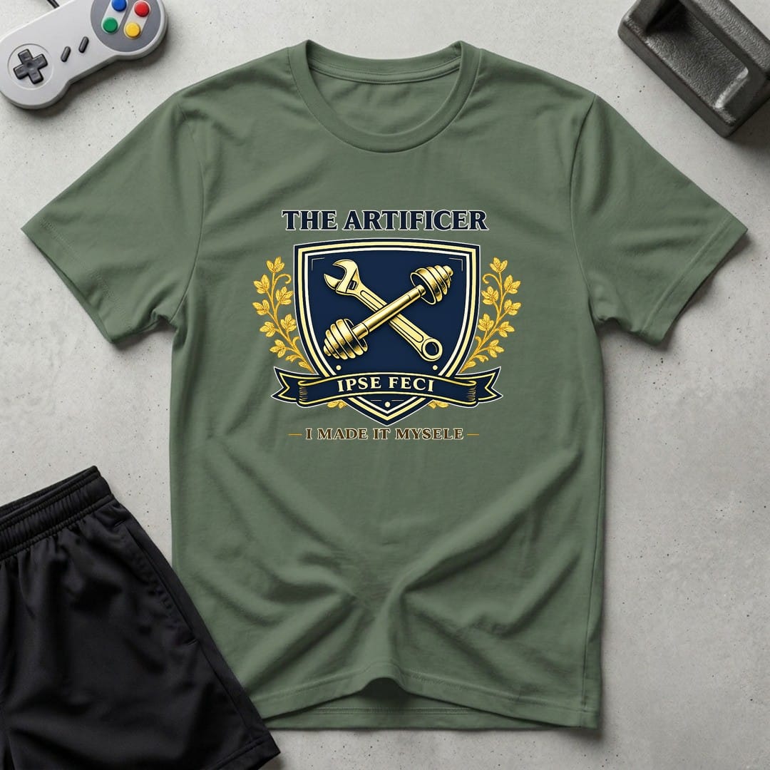 DreamMaker mockup — Artificer Crest T-Shirt (military-green)