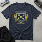 DreamMaker mockup — Artificer Crest T-Shirt (navy)