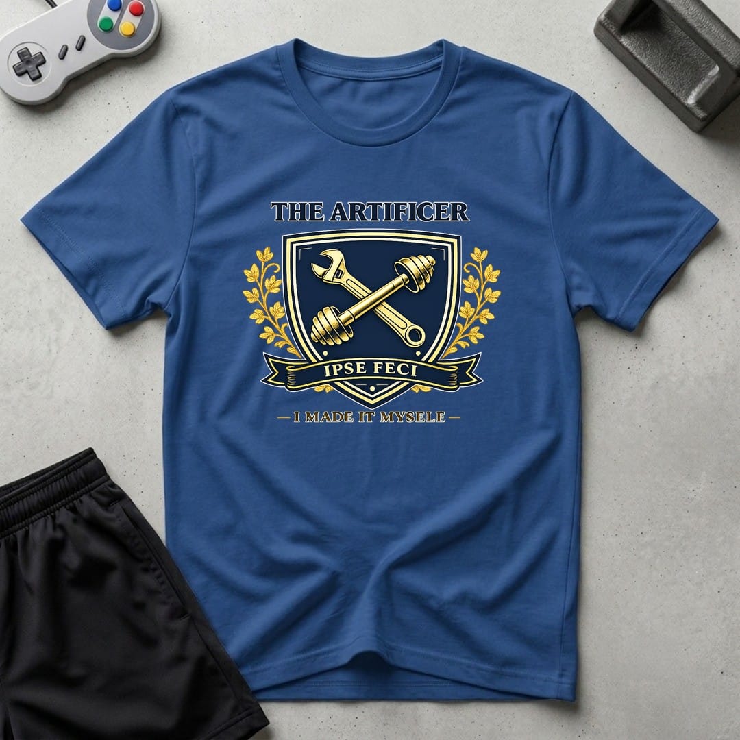 DreamMaker mockup — Artificer Crest T-Shirt (royal)