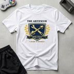 DreamMaker mockup — Artificer Crest T-Shirt (white)