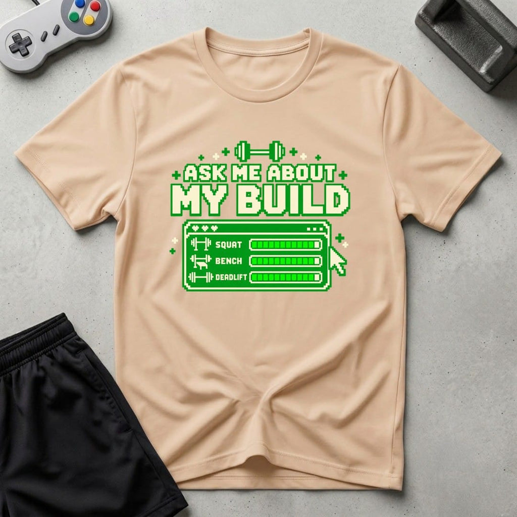 DreamMaker mockup — Ask About Build T-Shirt (natural)