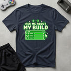 DreamMaker mockup — Ask About Build T-Shirt (navy)