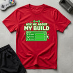 DreamMaker mockup — Ask About Build T-Shirt (red)