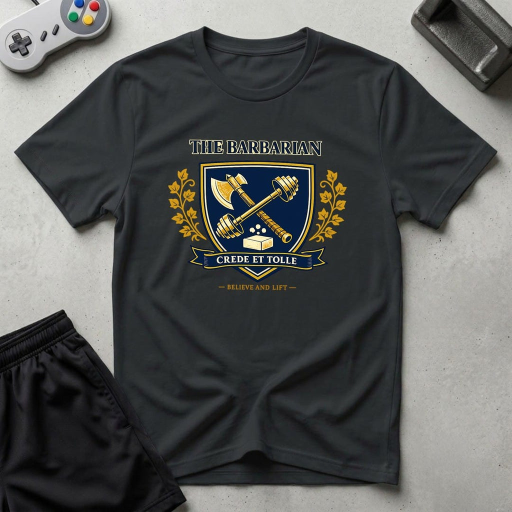 DreamMaker mockup — Barbarian Crest T-Shirt (black)