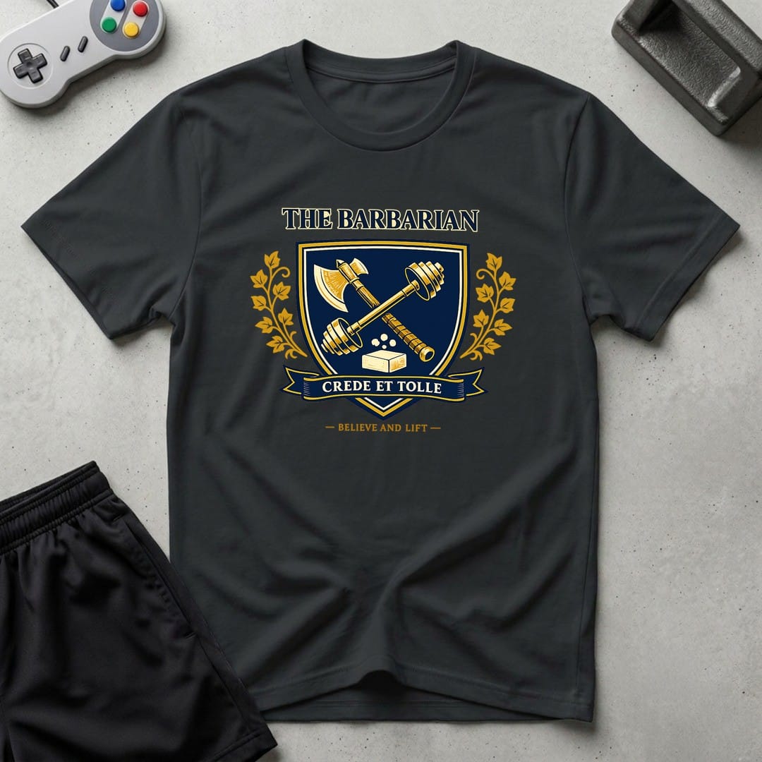 DreamMaker mockup — Barbarian Crest T-Shirt (black)