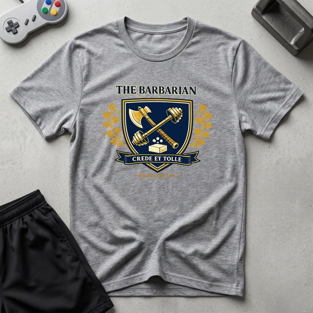 DreamMaker mockup — Barbarian Crest T-Shirt (sport-grey)