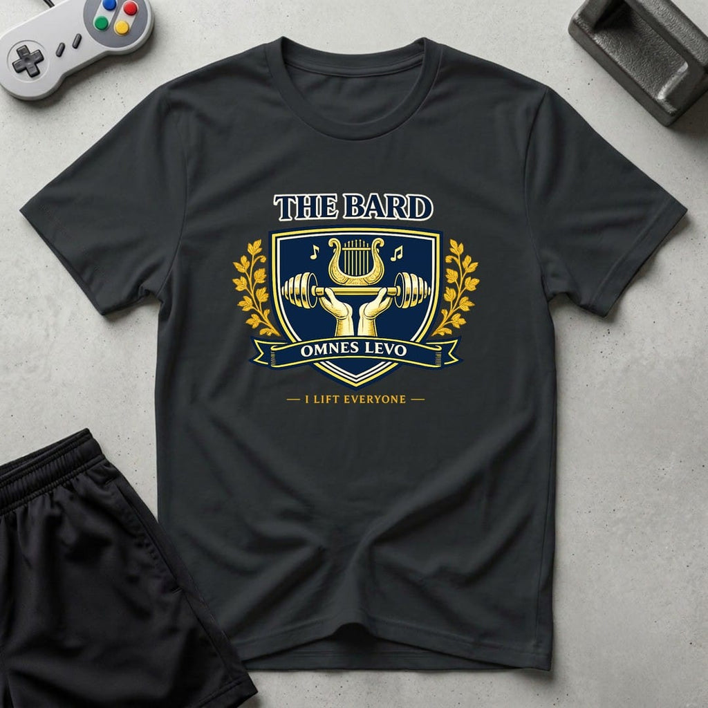 DreamMaker mockup — Bard Crest T-Shirt (black)