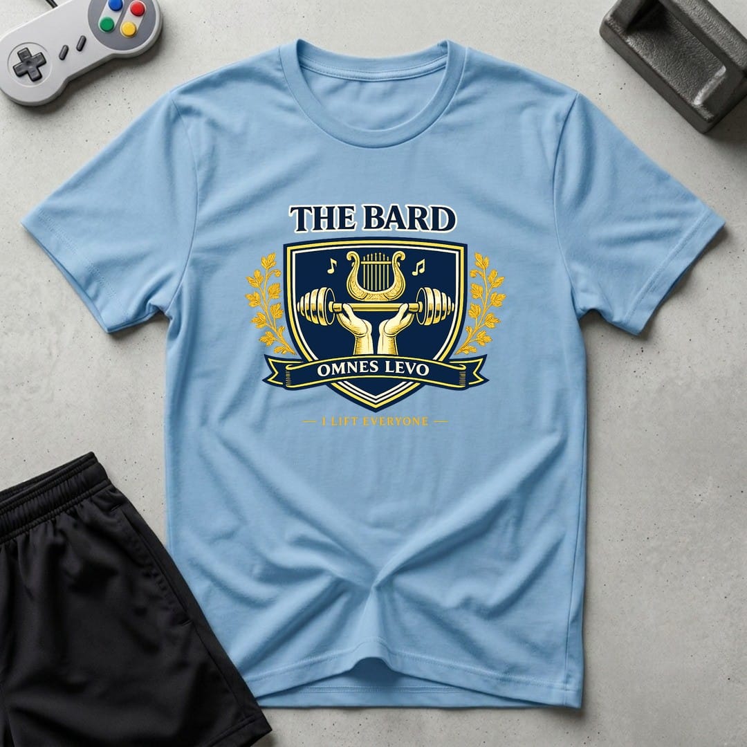 DreamMaker mockup — Bard Crest T-Shirt (light-blue)