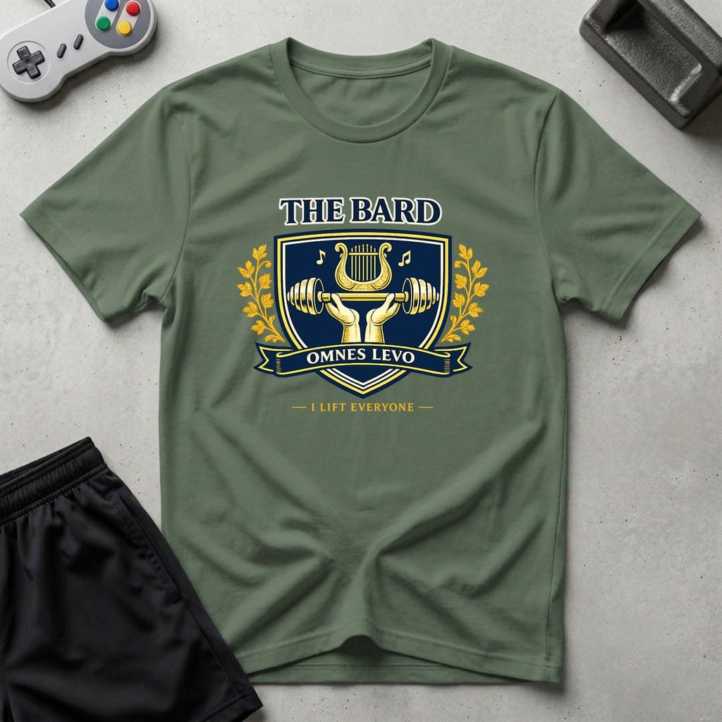 DreamMaker mockup — Bard Crest T-Shirt (military-green)
