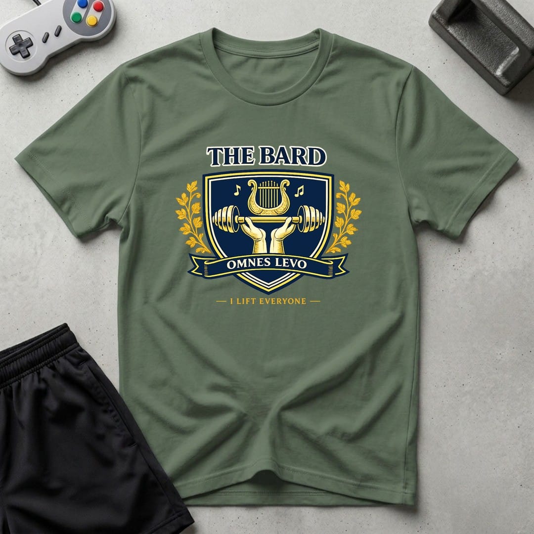 DreamMaker mockup — Bard Crest T-Shirt (military-green)