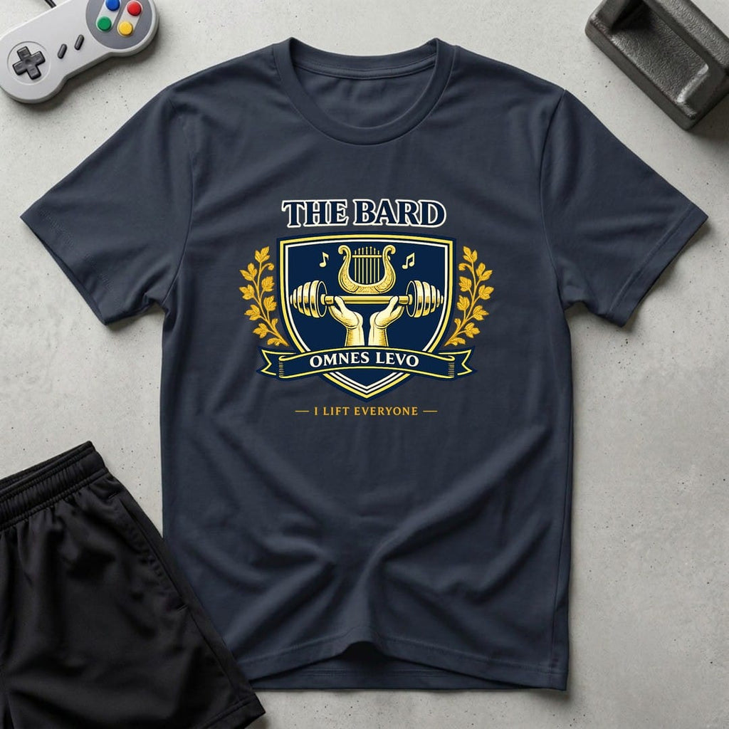 DreamMaker mockup — Bard Crest T-Shirt (navy)