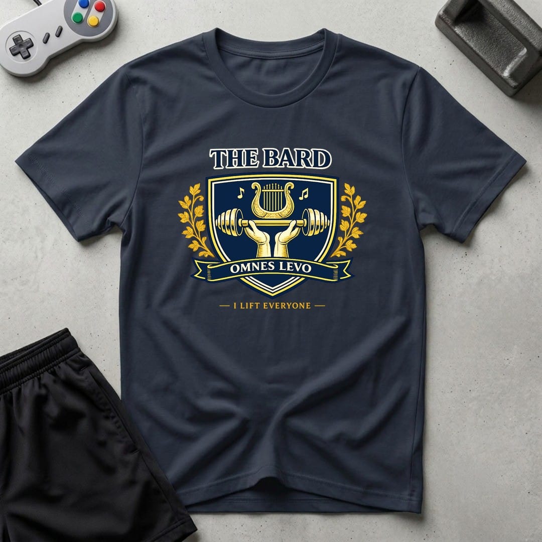 DreamMaker mockup — Bard Crest T-Shirt (navy)