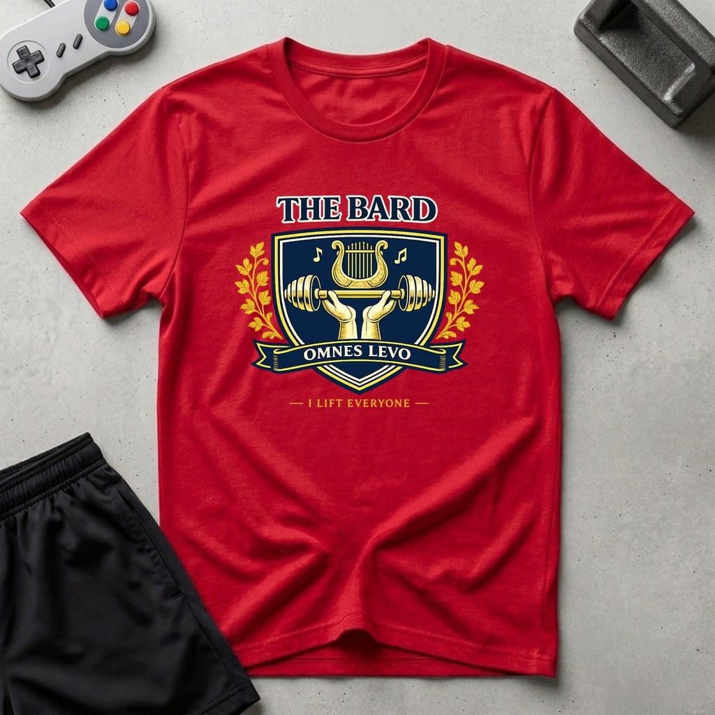 DreamMaker mockup — Bard Crest T-Shirt (red)