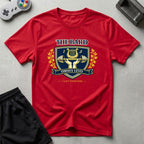 DreamMaker mockup — Bard Crest T-Shirt (red)