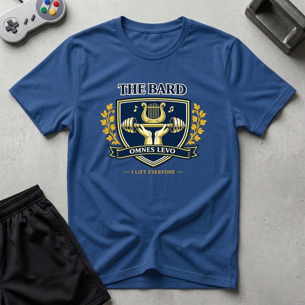 DreamMaker mockup — Bard Crest T-Shirt (royal)