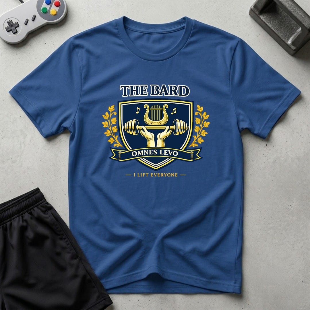 DreamMaker mockup — Bard Crest T-Shirt (royal)