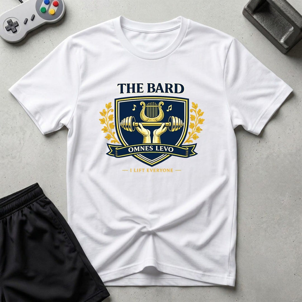 DreamMaker mockup — Bard Crest T-Shirt (white)