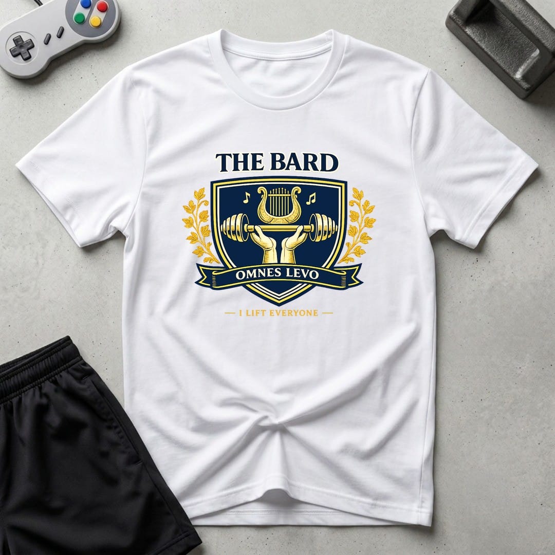 DreamMaker mockup — Bard Crest T-Shirt (white)