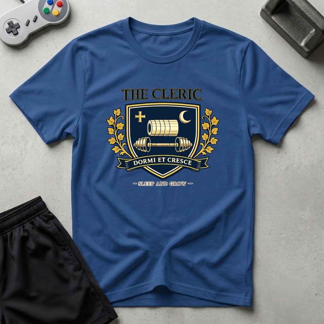DreamMaker mockup — Cleric Crest T-Shirt (royal)