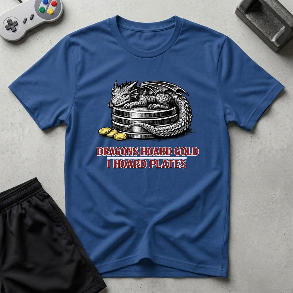 DreamMaker mockup — Dragons Hoard T-Shirt (royal)