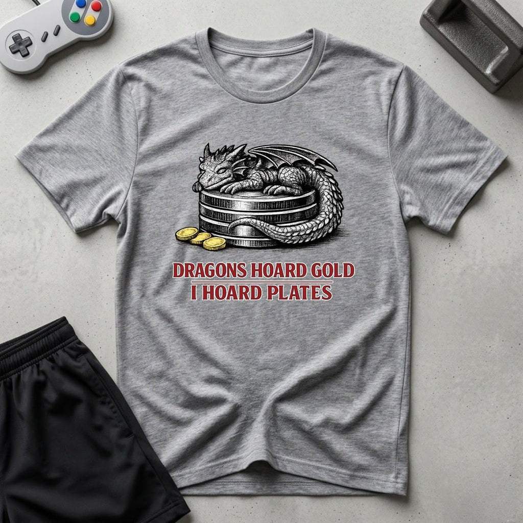 DreamMaker mockup — Dragons Hoard T-Shirt (sport-grey)