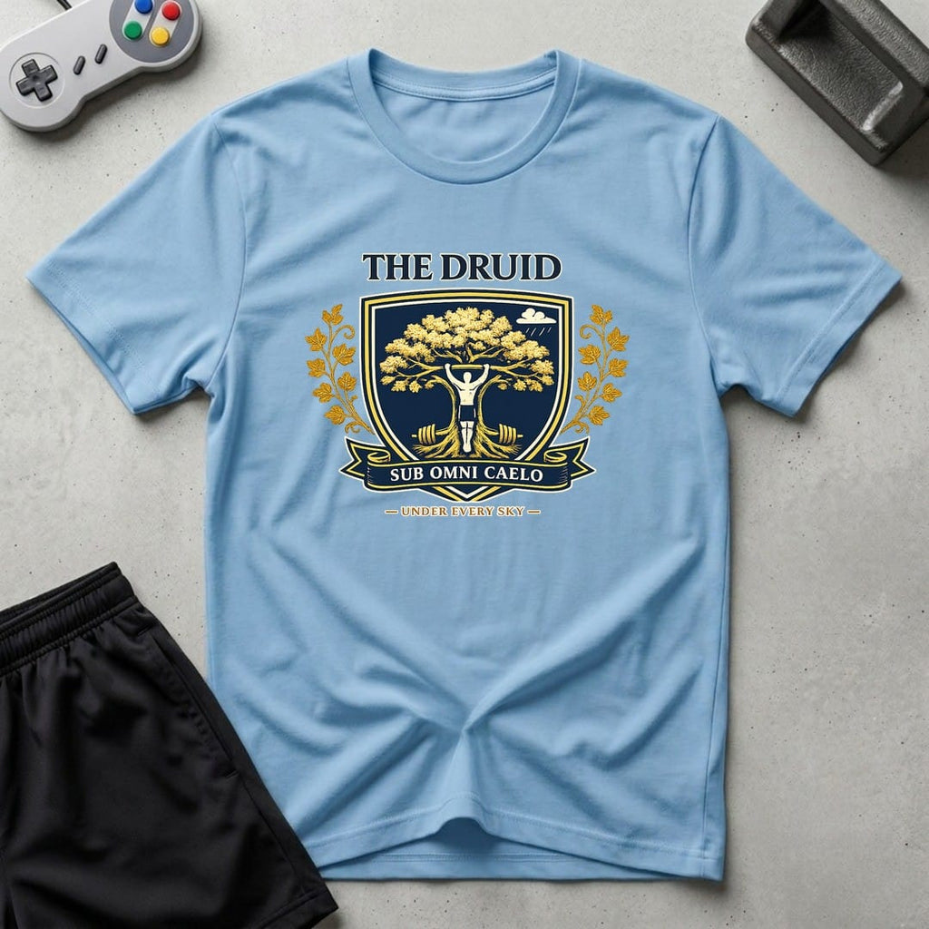 DreamMaker mockup — Druid Crest T-Shirt (light-blue)