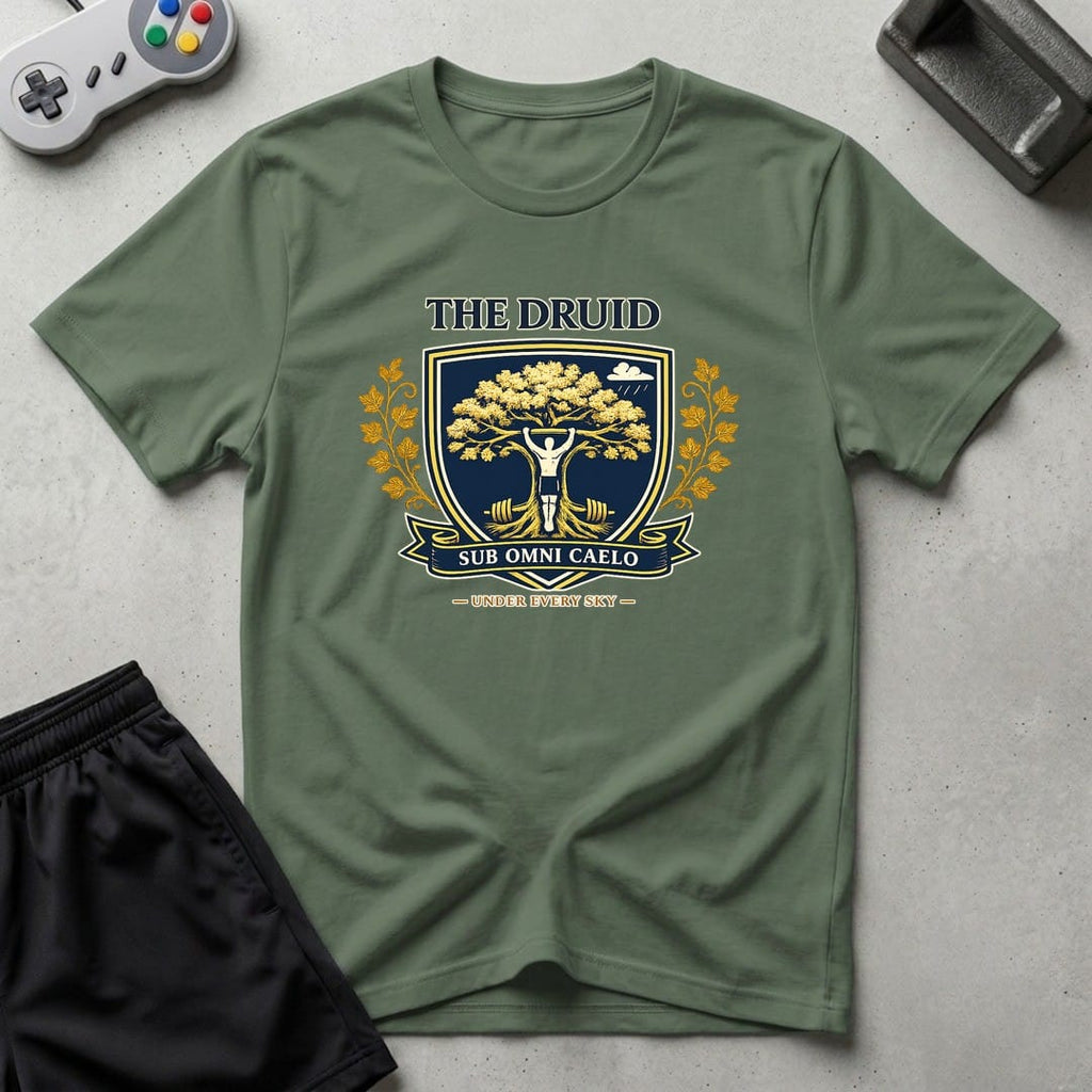 DreamMaker mockup — Druid Crest T-Shirt (military-green)