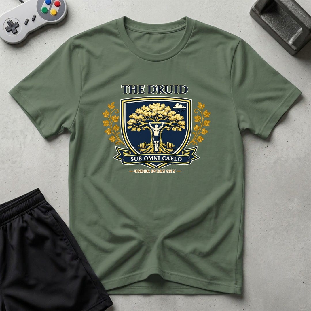 DreamMaker mockup — Druid Crest T-Shirt (military-green)