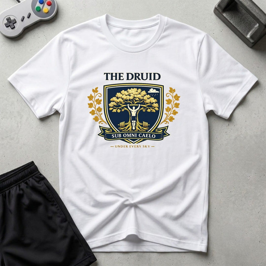 DreamMaker mockup — Druid Crest T-Shirt (white)