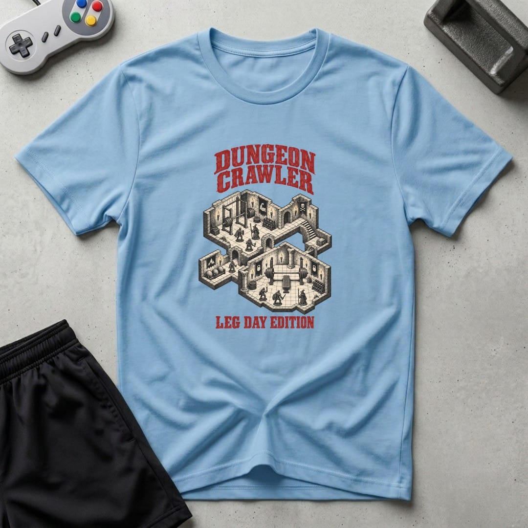 DreamMaker mockup — Dungeon Crawler T-Shirt (light-blue)