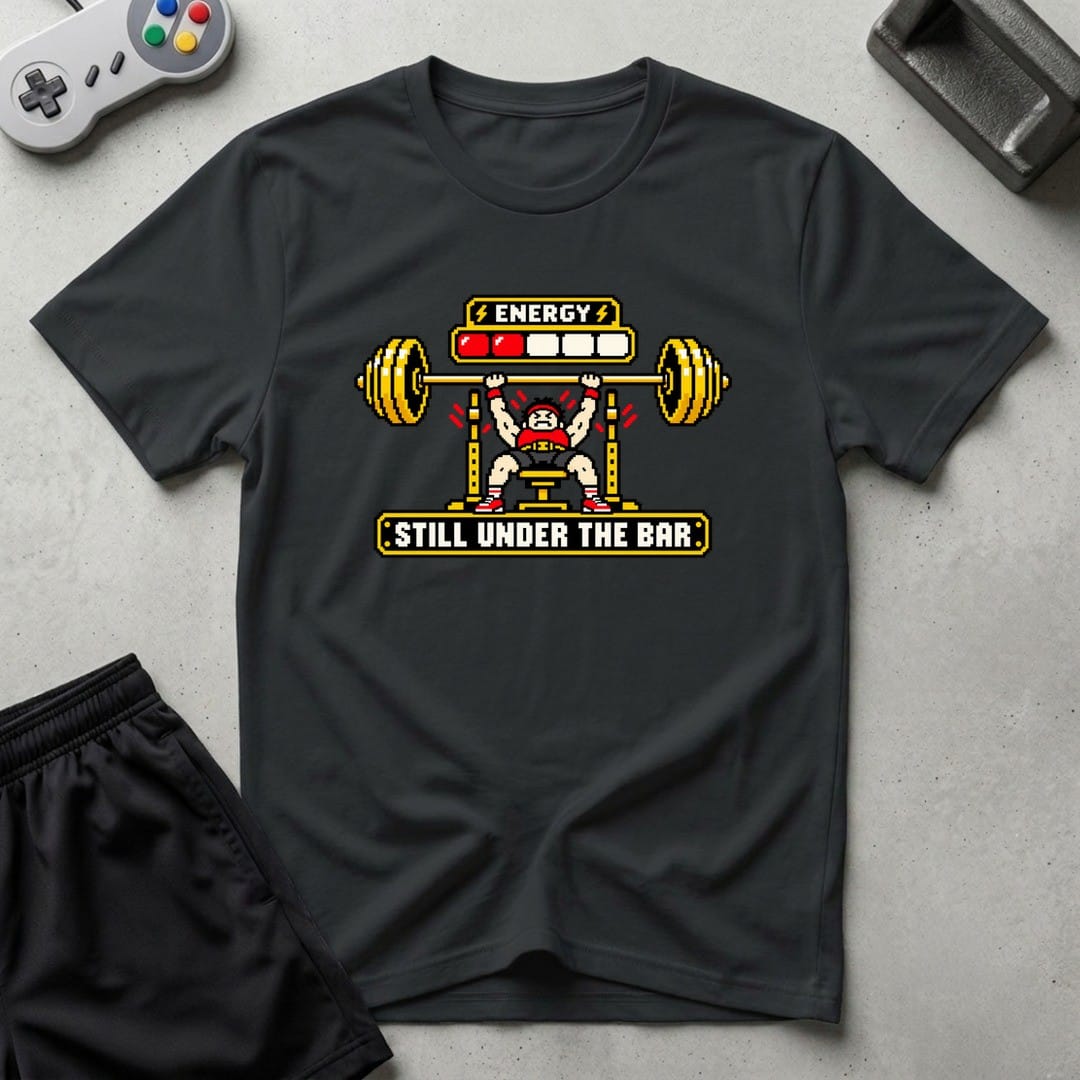 DreamMaker mockup — Energy Level T-Shirt (black)