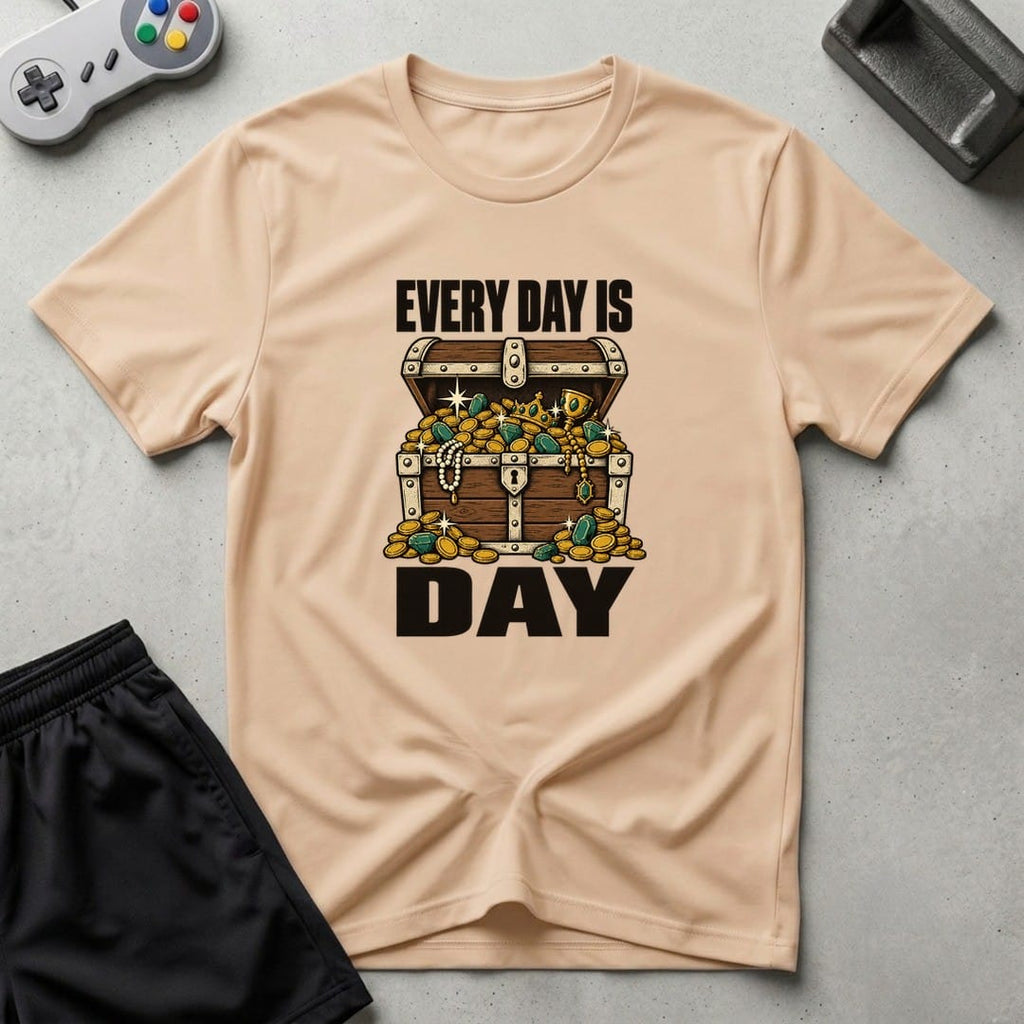 DreamMaker mockup — Everyday Chest Day T-Shirt (natural)