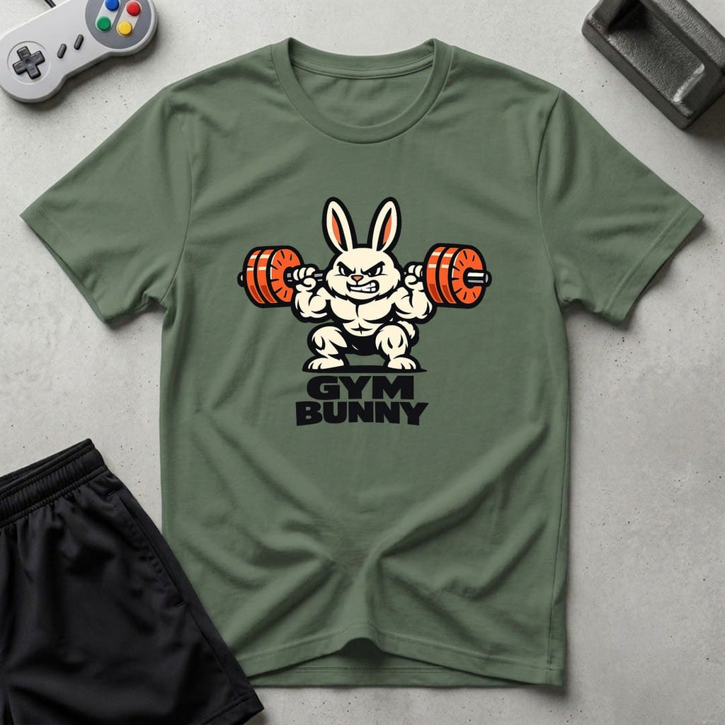DreamMaker mockup — Gym Bunny T-Shirt (military-green)