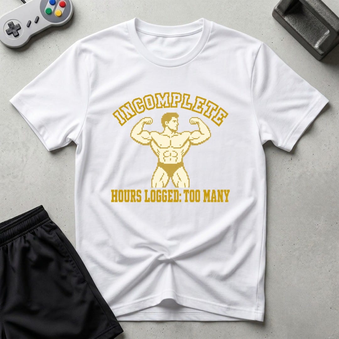 DreamMaker mockup — Incomplete Award T-Shirt (white)