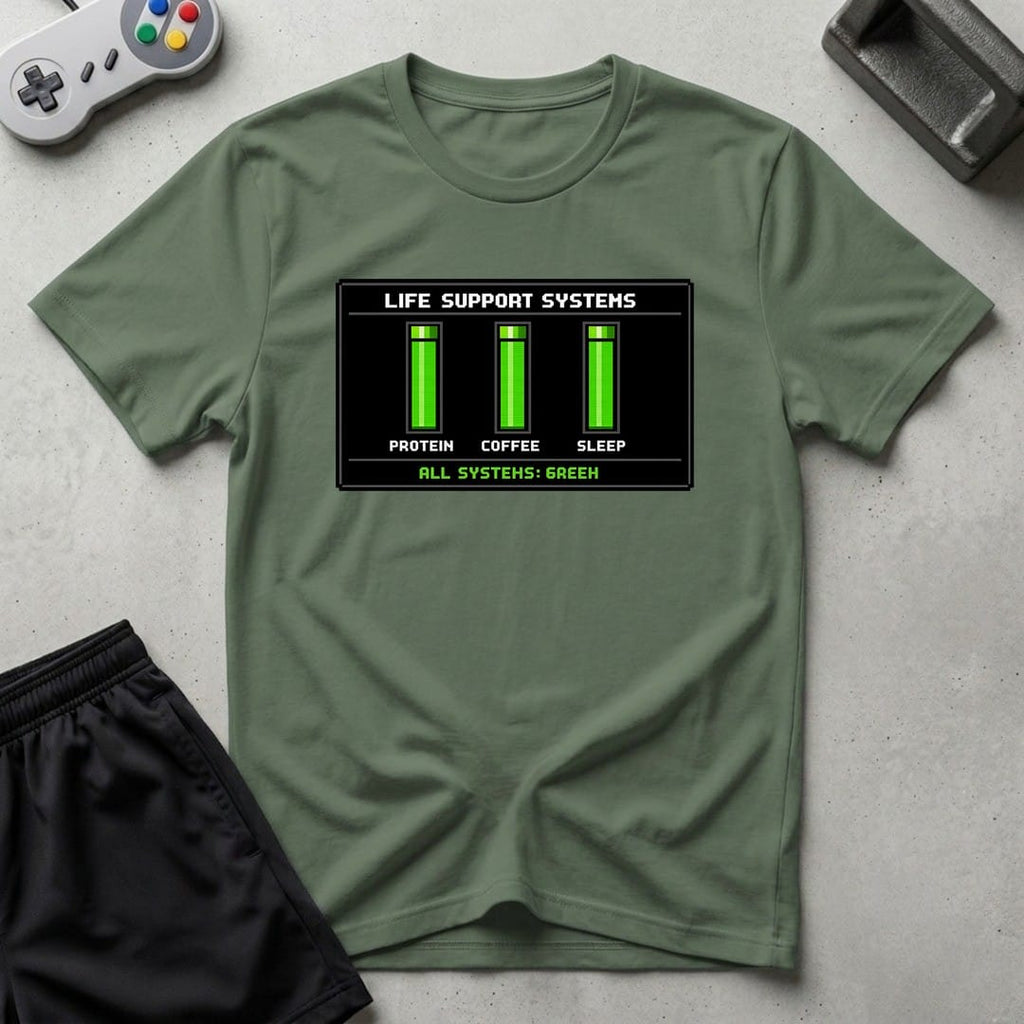 DreamMaker mockup — Life Support Systems T-Shirt (military-green)