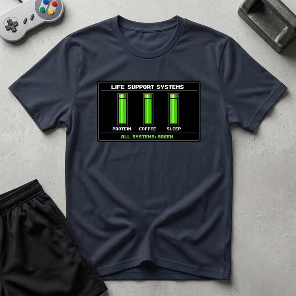 DreamMaker mockup — Life Support Systems T-Shirt (navy)