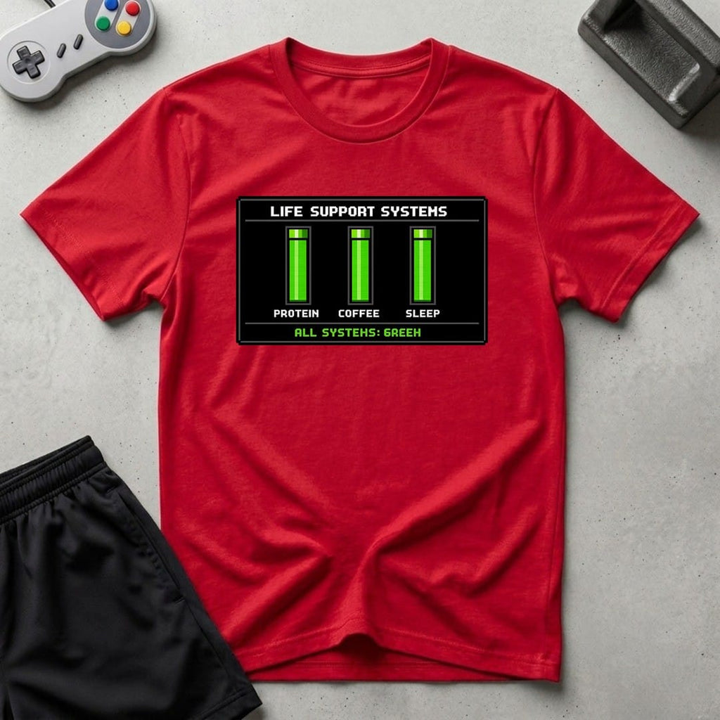 DreamMaker mockup — Life Support Systems T-Shirt (red)