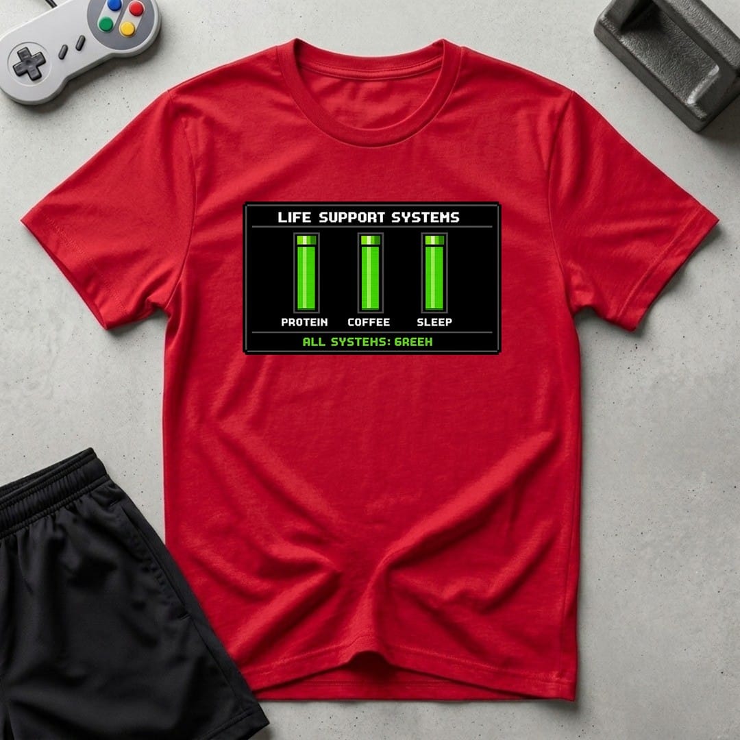 DreamMaker mockup — Life Support Systems T-Shirt (red)