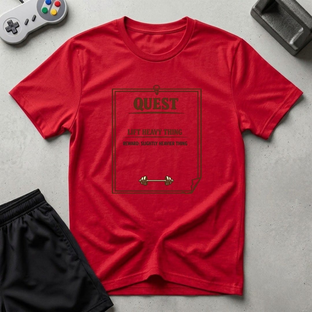 DreamMaker mockup — Lift Heavy Thing T-Shirt (red)