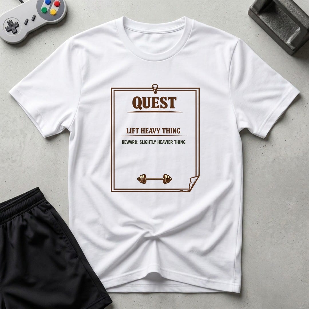 DreamMaker mockup — Lift Heavy Thing T-Shirt (white)
